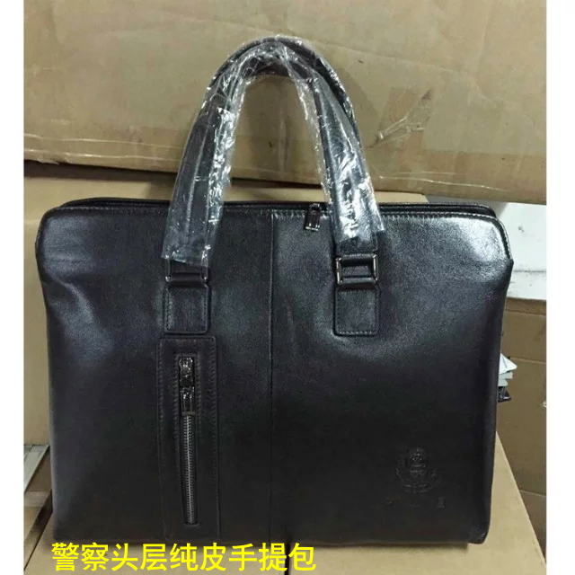 警察纯头层牛皮公文手提包 正品警用公文包 公安斜跨大包