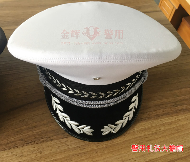 交警新款礼貌 警用麦穗礼仪大檐帽 白色新款交警帽子 正品公安部警察橄榄枝大檐帽